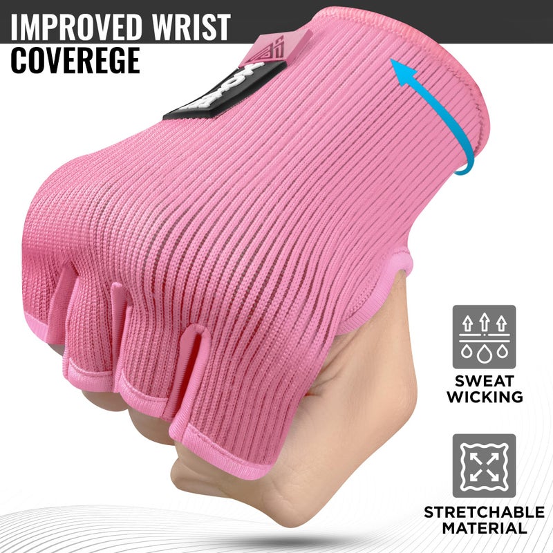 WYOX Boxing Hand Wraps Inner Gloves Men Women, Half Finger Under Mitts with Elasticated Bandages for Fist Protection, Ideal for Muay Thai, Kickboxing, MMA, and Martial Arts, Perfect for Training - Image 2